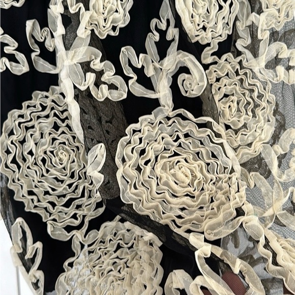 Nanette Lepore Black Velvet Cream Tulle Floral Dress - Picture 3 of 9